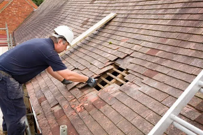 Damaged roof inspection